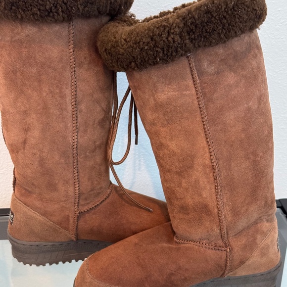 UGG Wild Goose Premium Lace Boot Chestnut Leather Sheepskin Womens 7 Mens 6 NWOB - Picture 12 of 16